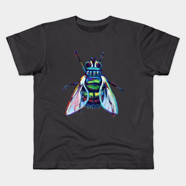 Psychedelic Housefly Kids T-Shirt by RobertPhelpsArt